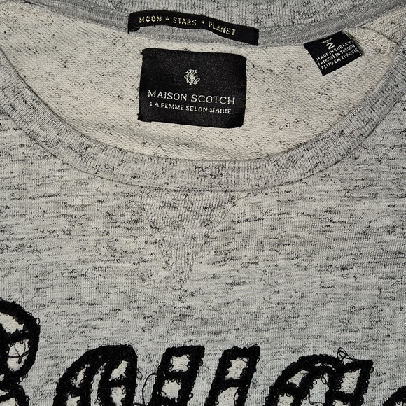 Maison Scotch La Femme Selon Marie Gray Black Rouge Sweatshirt Sz 2 US M Sweater - Picture 11 of 14